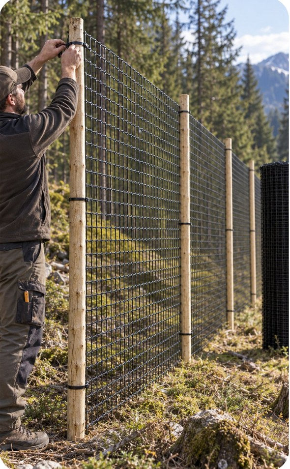 Posa della rete MultiFLEX L su pali in legno