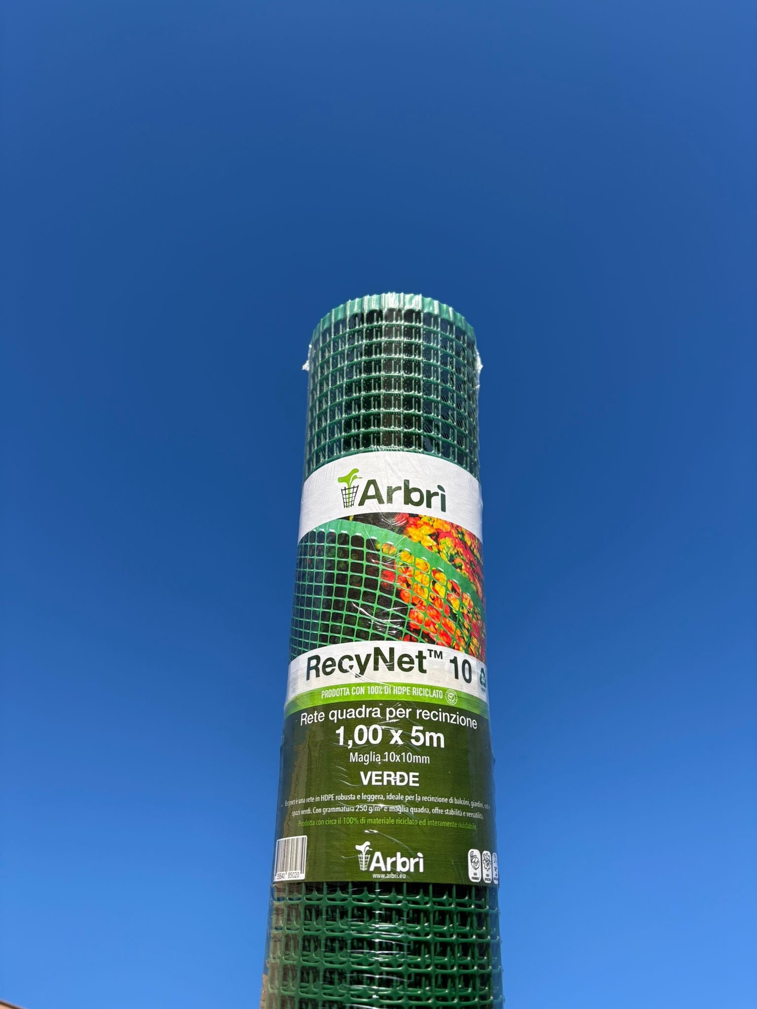 Recynet 10 – Rete quadra in HDPE 250g/m², maglia 10x10mm - Arbri Store - rete in plastica